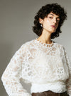 French Style Camellia Textured Lace Shirt