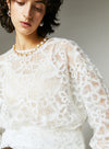 French Style Camellia Textured Lace Shirt