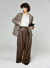 Vintage PU Wide-Leg Leather Pants