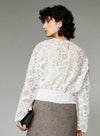 French Style Camellia Textured Lace Blouse