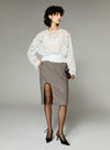 Slit Design Lady Wool Skirt