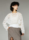 French Style Camellia Textured Lace Blouse