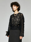 French Style Camellia Textured Lace Blouse