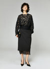 French Style Camellia Textured Lace Shirt