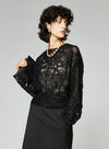 French Style Camellia Textured Lace Blouse