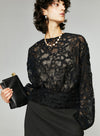 French Style Camellia Textured Lace Blouse