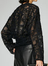 French Style Camellia Textured Lace Shirt