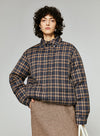 Plaid Short White Goose Down Jacket