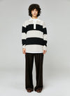 Wool Striped Polo Sweater