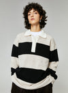 Wool Striped Polo Sweater