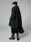 Wool Tie-Drape Hooded Coat