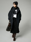 Wool Tie-Drape Hooded Coat