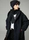 Wool Tie-Drape Hooded Coat