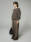 Plaid Straight Wide-Leg Trousers