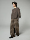 Plaid Straight Wide-Leg Trousers