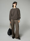 Plaid Straight Wide-Leg Trousers