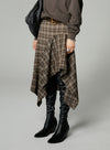 Retro Plaid Irregular Skirt