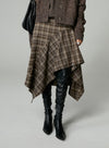 Retro Plaid Irregular Skirt