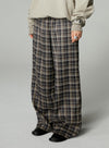 Plaid Straight Wide-Leg Trousers