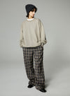 Plaid Straight Wide-Leg Trousers