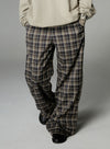 Plaid Straight Wide-Leg Trousers