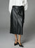 Modern Front Slit Leather Skirt