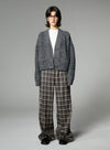 Plaid Straight Wide-Leg Trousers