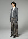 Plaid Straight Wide-Leg Trousers