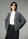 Flower Yarn V-Neck Wool Cardigan