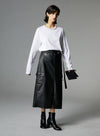 Modern Front Slit Leather Skirt