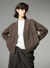 Flower Yarn V-Neck Wool Cardigan