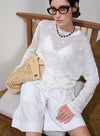 Beaded Linen Long-Sleeve Top