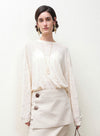 Beaded Linen Long-Sleeve Top