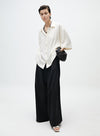 Black/White Long Wide Leg Pants