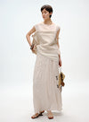 Pleated Skirt with Wooden Pendant