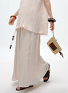 Pleated Skirt with Wooden Pendant