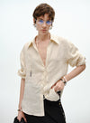 Drawstring Linen Shirt