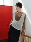 V-hals blomsterblonde tanktop
