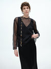Sheer Mesh Backless Two-piece Top