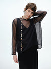 Sheer Mesh Backless Two-piece Top