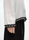 Raw-Edge V Neck Blouse