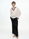 Raw-Edge V Neck Blouse