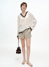 Sommer linned stribede shorts