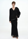 Raw-Edge V Neck Blouse