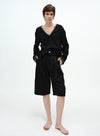 Raw-Edge V Neck Blouse