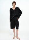 Raw-Edge V Neck Blouse