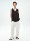 Linen Backless Vest Chic Stripe