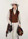 Cashmere dyb V-hals vest