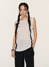 Hulstrikket linned tanktop