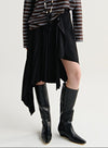 Asymmetric Pleated Midi Skirt